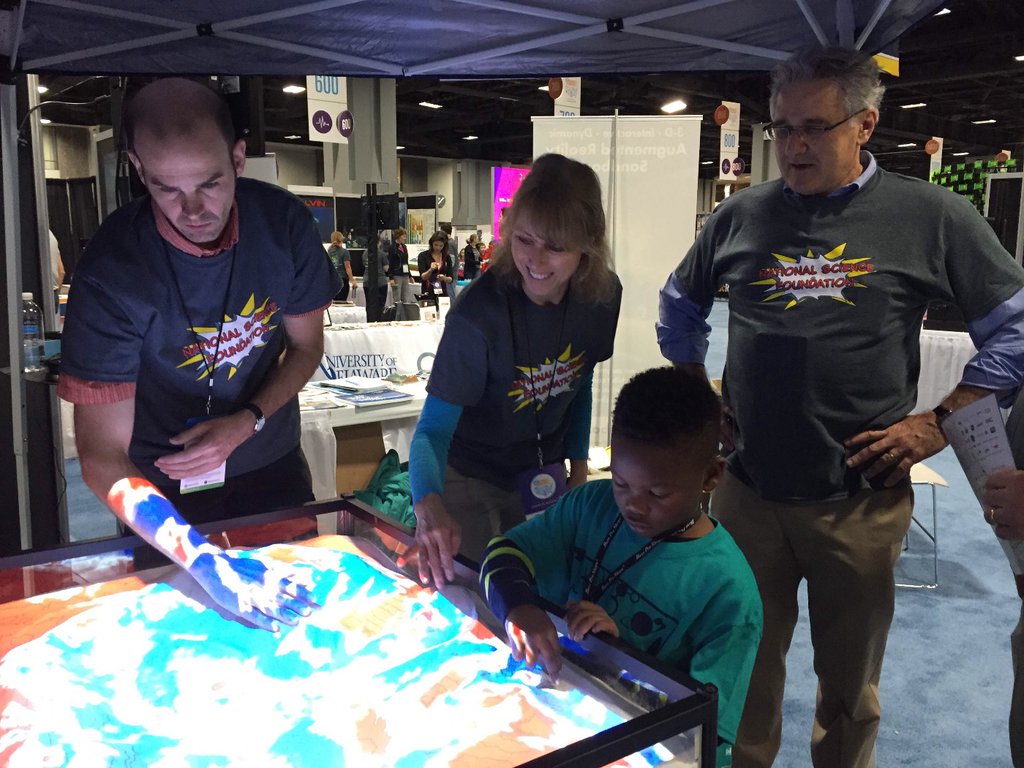 AR Sandbox at the USA Science Fest with Dr. Oliver Kreylos - UC Davis researcher, Heather Segale - UC Davis TERC, Dr. Geoff Schladow - UC Davis limnologist.
